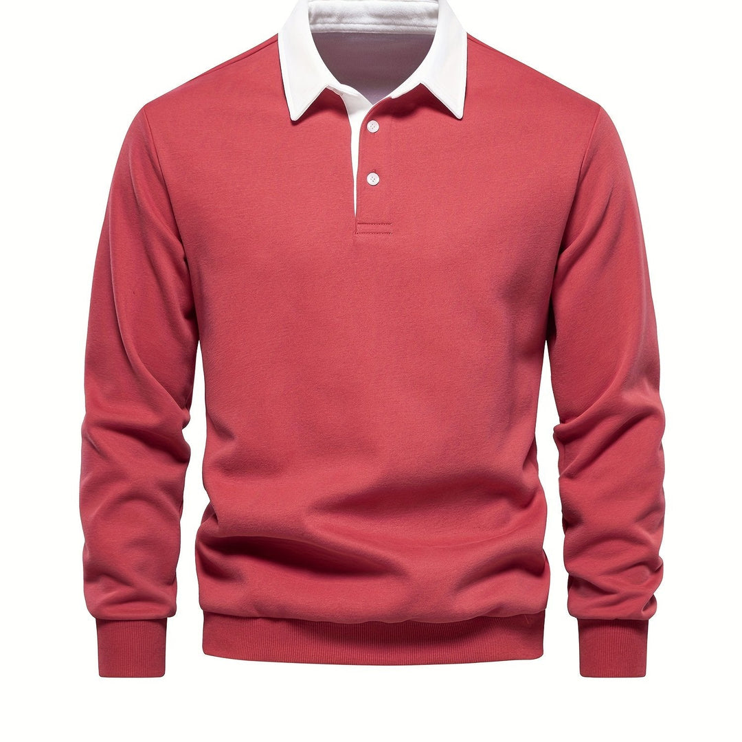Elegancka odzież męska: bluza polo z długim rękawem i kołnierzykiem