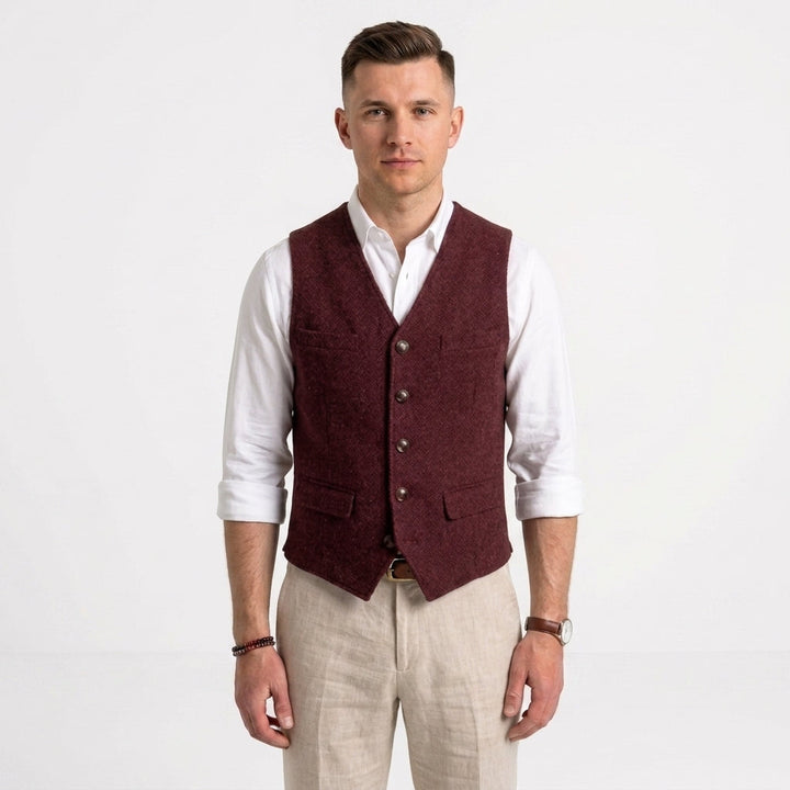 Całoroczny męski sweter bez rękawów, modny dodatek do eleganckiej garderoby