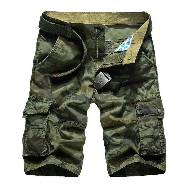 Męskie zielone szorty cargo z moro w stylu outdoor