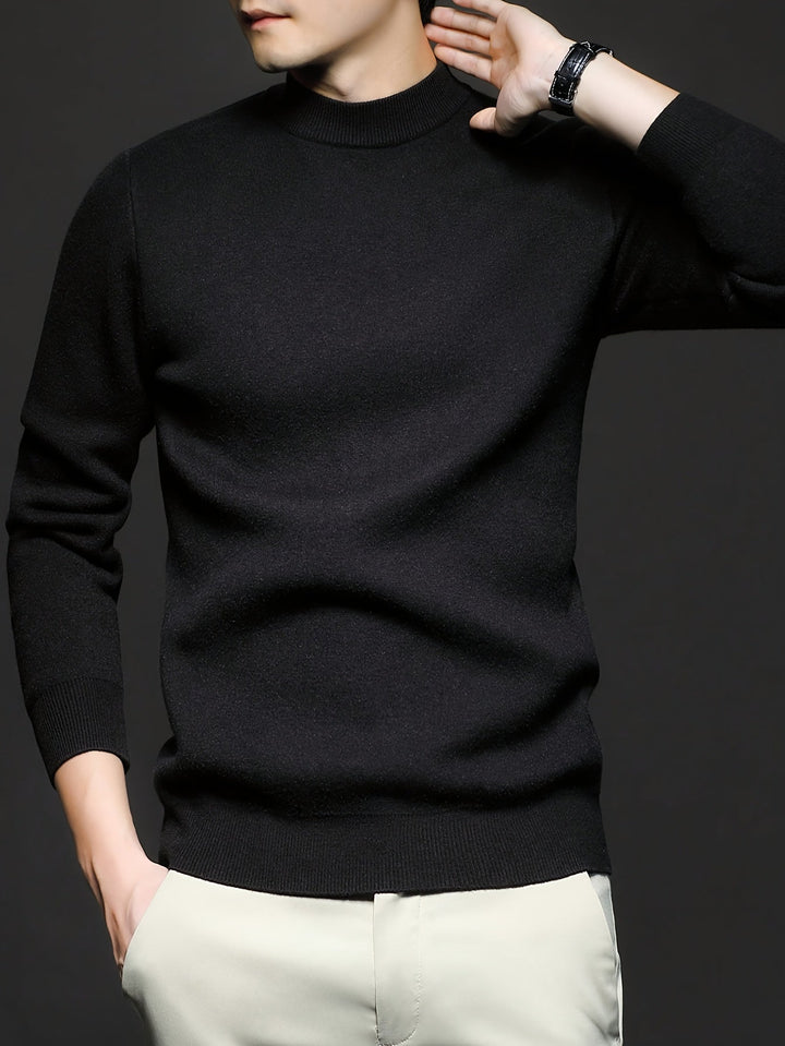 Męski elegancki sweter z wysokim kołnierzem Tobias w kolorze czarnym