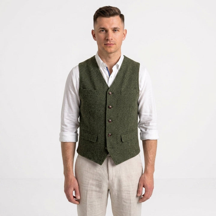 Elegancki męski sweter bez rękawów w klasycznym stylu, modna odzież męska
