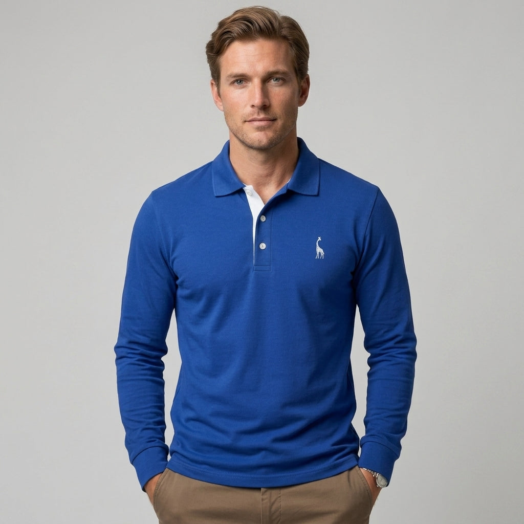 Męska koszulka polo z długim rękawem w stylu smart casual