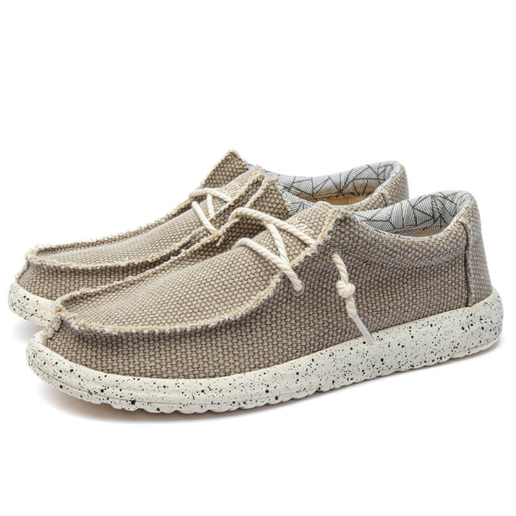Szare lekkie buty wsuwane męskie, codzienne sneakersy, widok z profilu