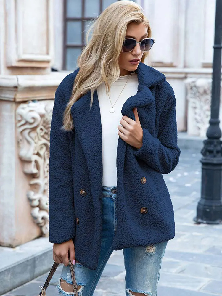Stylowa kurtka teddy damska w casualowym stylu, ciepła odzież