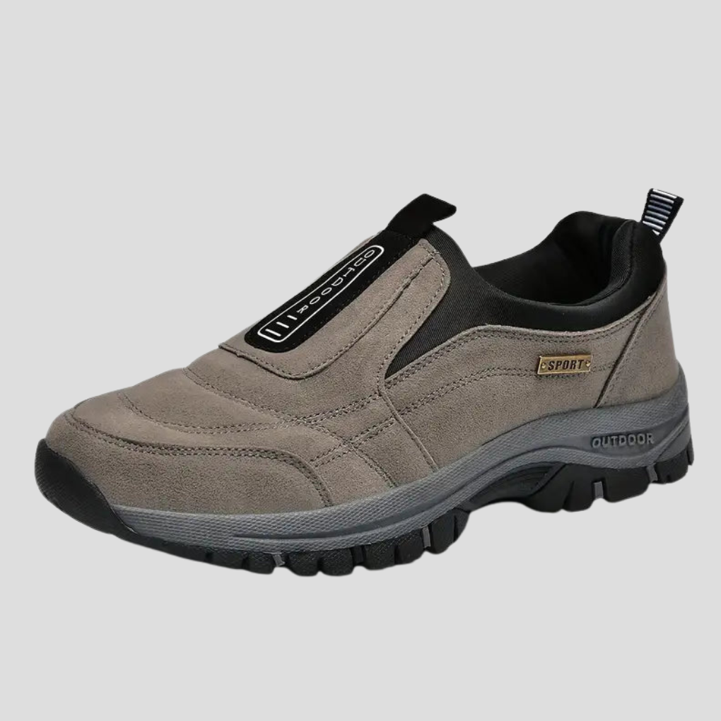 Szare khaki buty do chodzenia z oddychającą cholewką