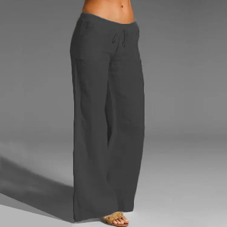 Czarne luźne spodnie damskie w stylu casual