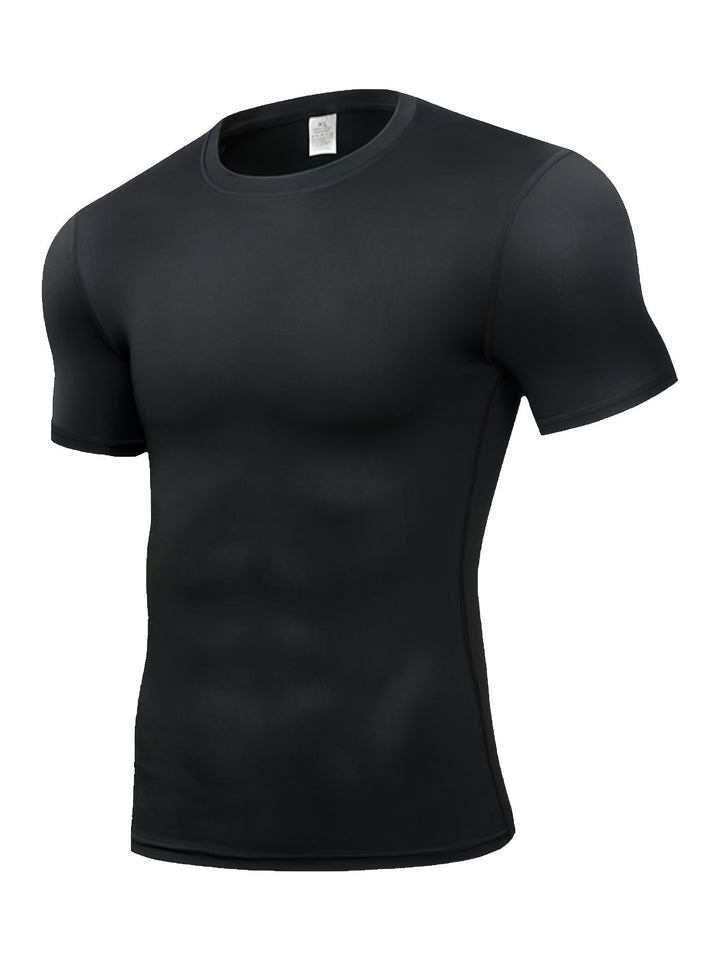 Męska czarna koszulka kompresyjna sportowa slim fit