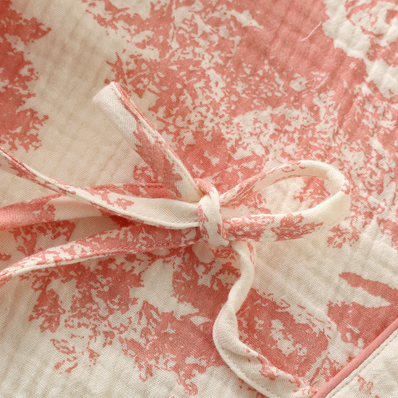 Elegancka damska piżama kimono z muślinu, komplet domowy w neutralnym kolorze