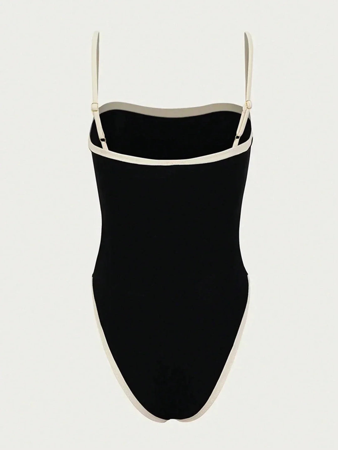 Czarny jednoczęściowy kostium kąpielowy damski, elegancki tył bikini