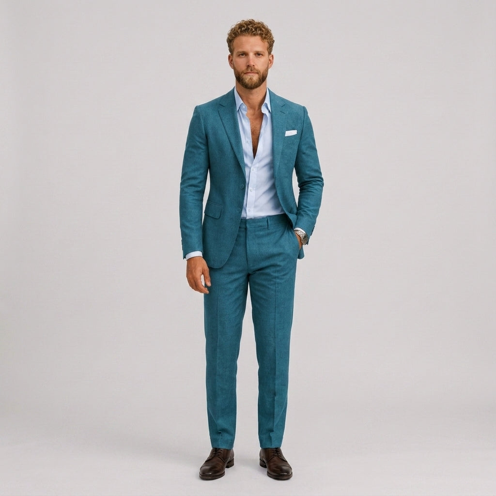 Elegancki garnitur męski slim fit w wersji całorocznej