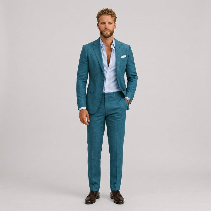 Elegancki garnitur męski slim fit w wersji całorocznej
