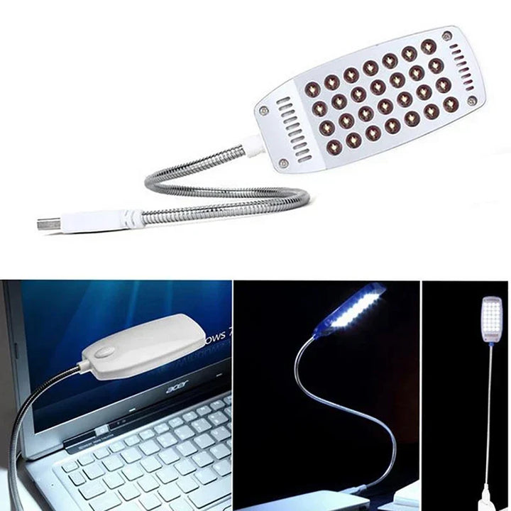Przenośna lampa USB do laptopa z 28 diodami LED podłączona do komputera
