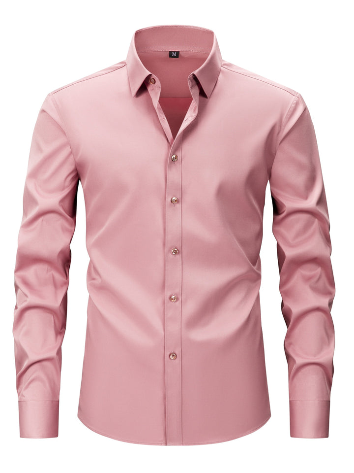 Męska różowa koszula Slim Fit z długim rękawem i guzikami
