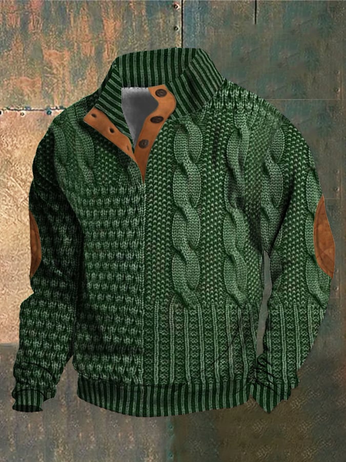 Wygodny sweter męski casualowy w zbliżeniu na wysokiej jakości splot
