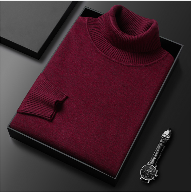 Czarny męski sweter z golfem elegancki, przód