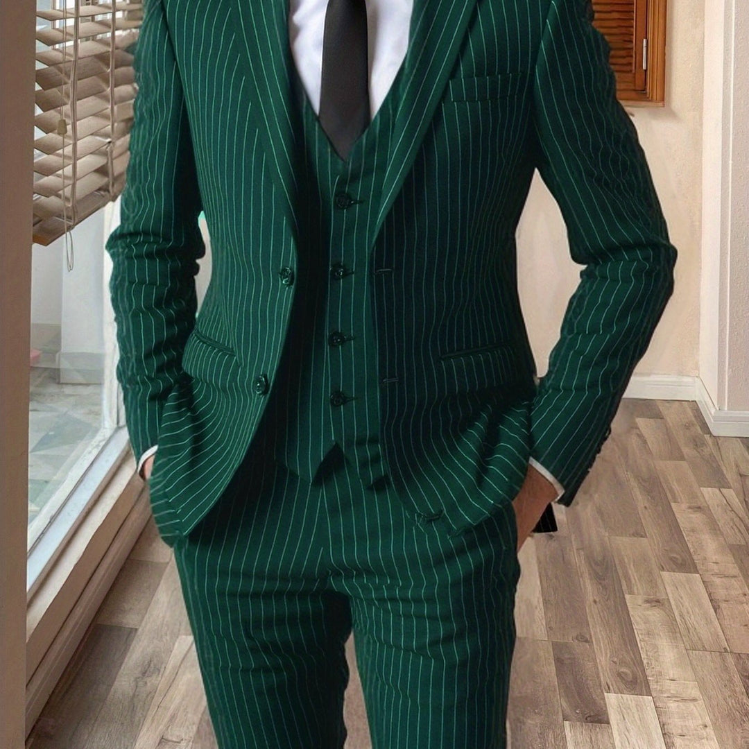 Męska moda elegancka - garnitur w prążki Maxwell w stylizacji