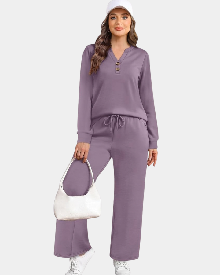 Stylowa odzież damska, prążkowany dres oversize