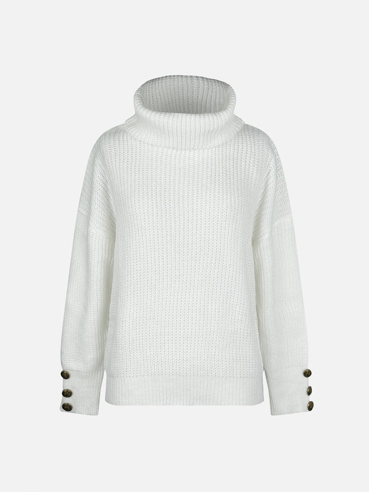 Elegancki sweter damski z golfem Faye, widok z boku