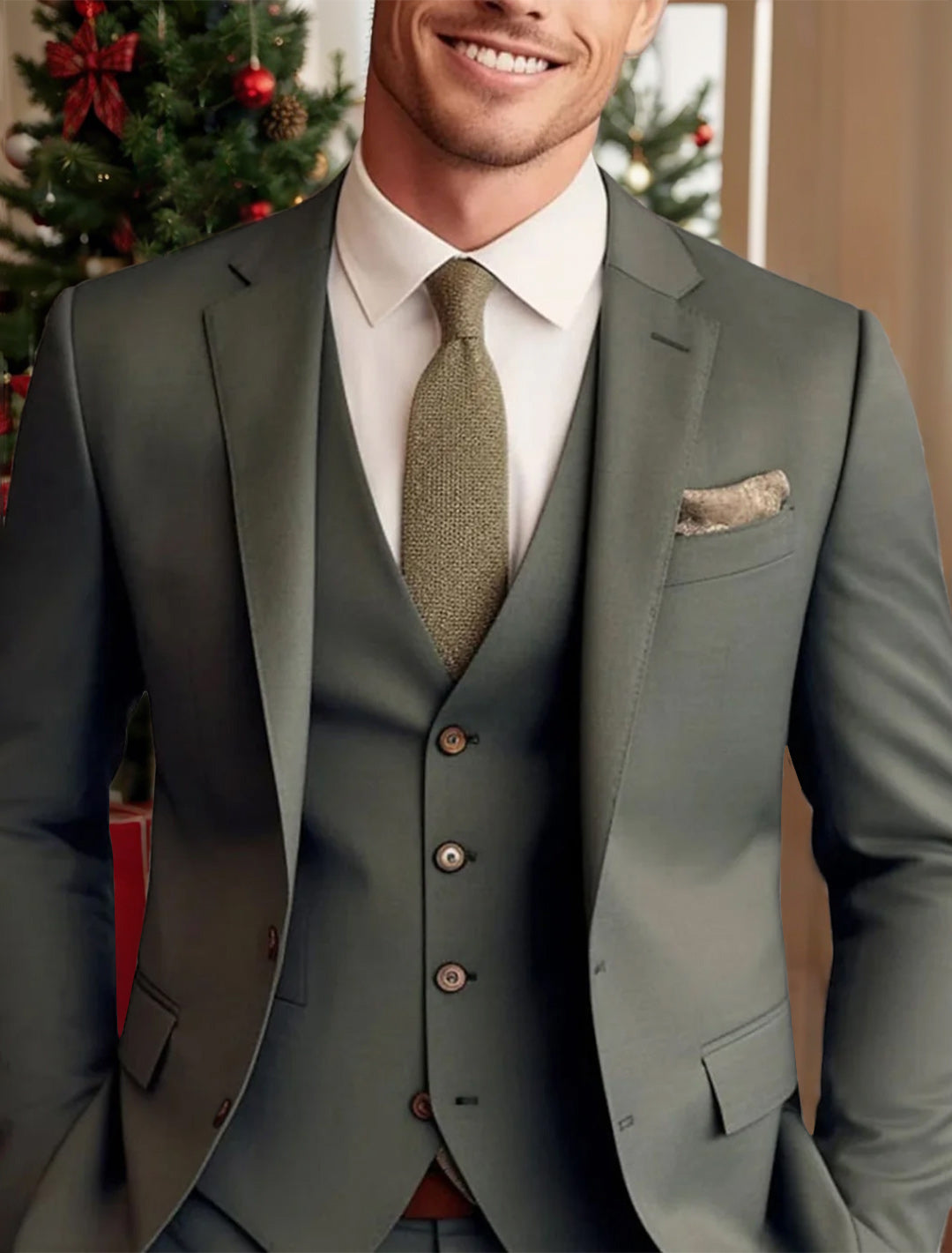 Wizytowy garnitur męski trzyczęściowy dla elegancji