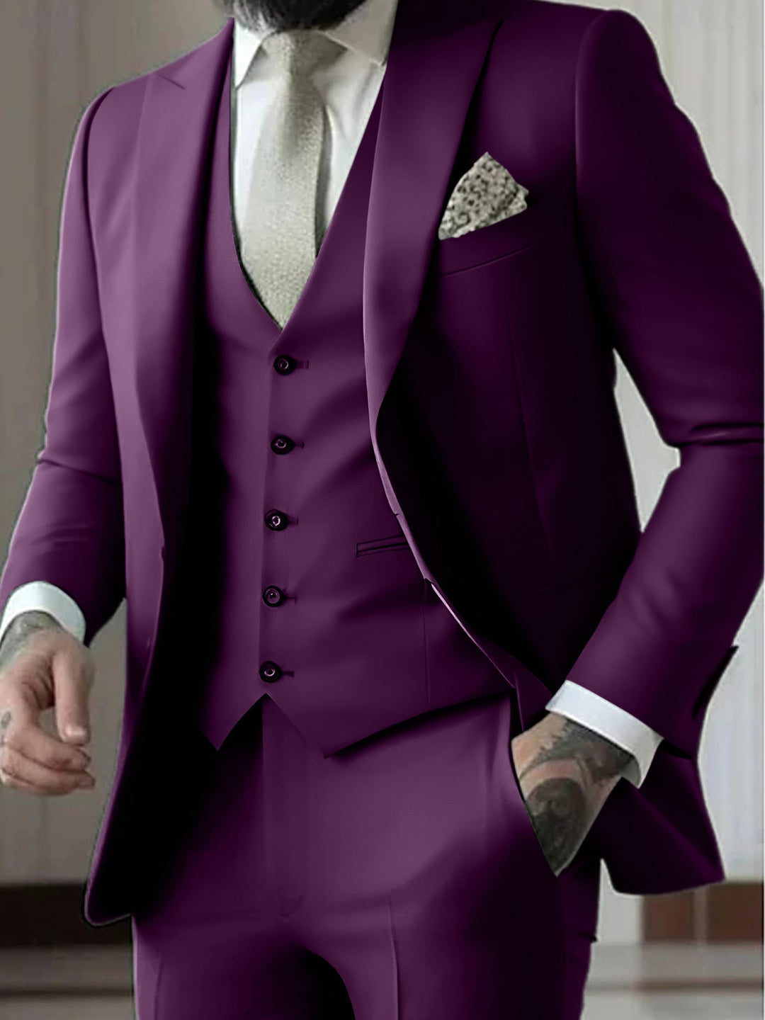Wysokiej jakości garnitur trzyczęściowy męski, styl i elegancja