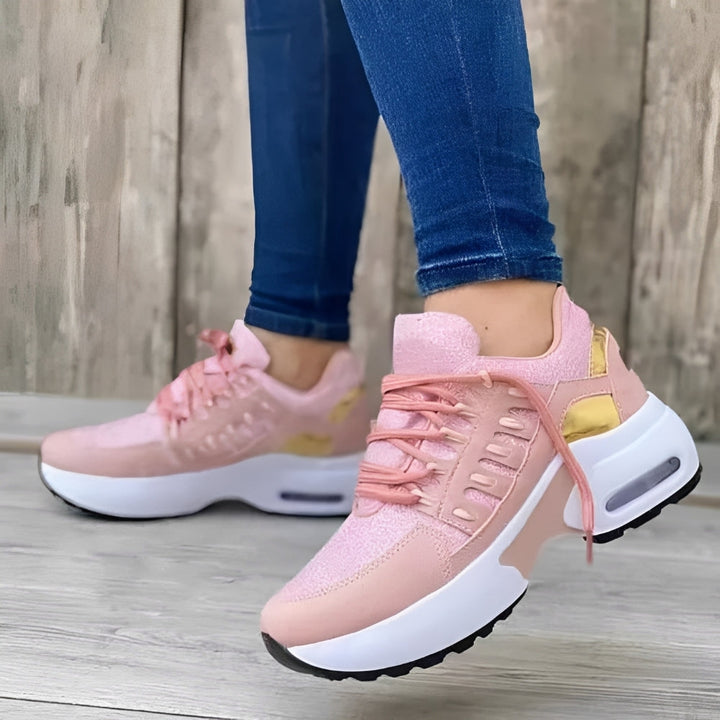 Szare sneakersy damskie Eleana - widok z boku, wygodne obuwie sportowe