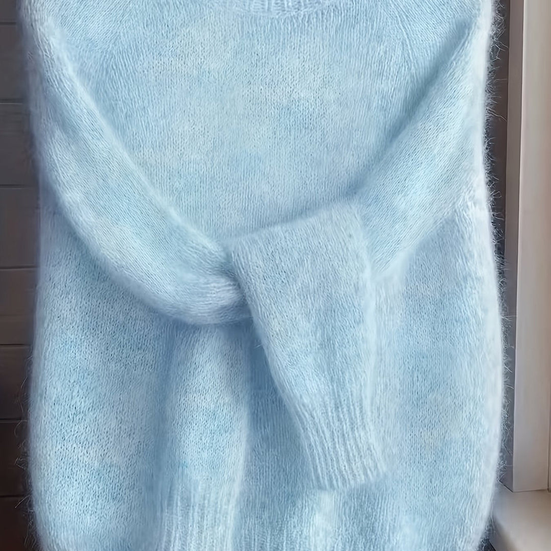 Wiosenny sweter damski widoczny od tyłu na sylwetce