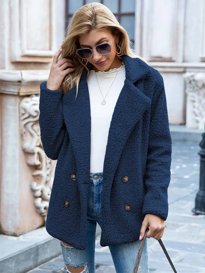 Stylowy płaszcz typu teddy coat dla kobiet, odzież wierzchnia