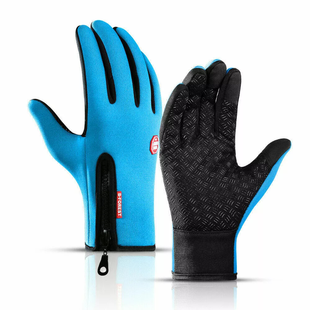 Czarne zimowe rękawice sportowe unisex do biegania i na rower z odblaskowym elementem