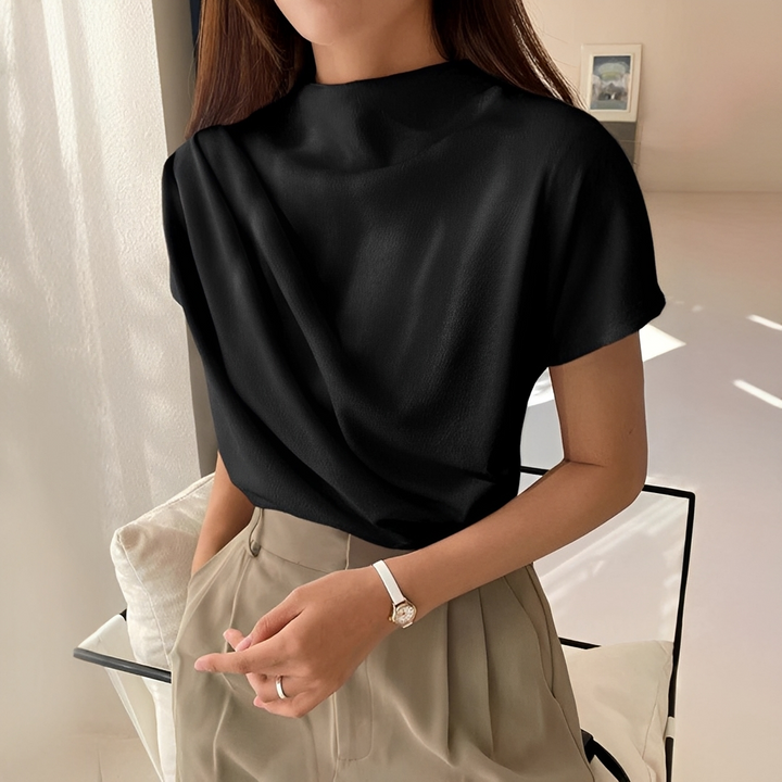 Damska elegancka bluzka z krótkim rękawem w letnim stylu casual