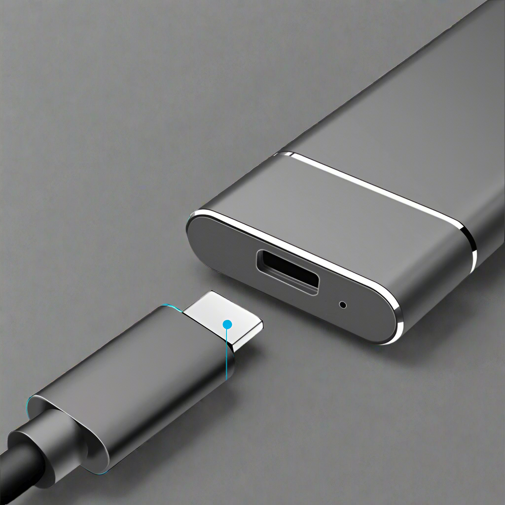 Przenośny dysk SSD 520 MB/s podłączony do laptopa, szybka pamięć masowa USB