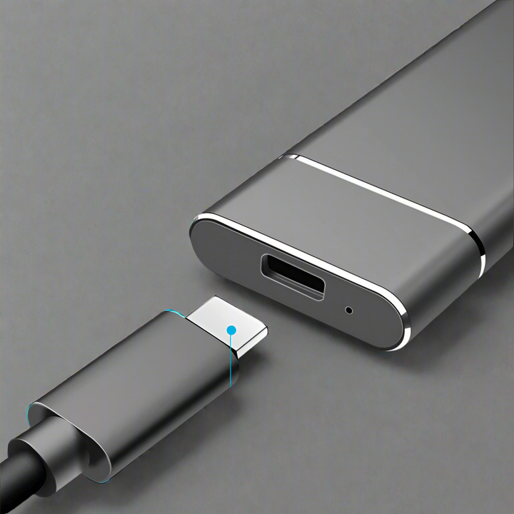 Przenośny dysk SSD 520 MB/s podłączony do laptopa, szybka pamięć masowa USB