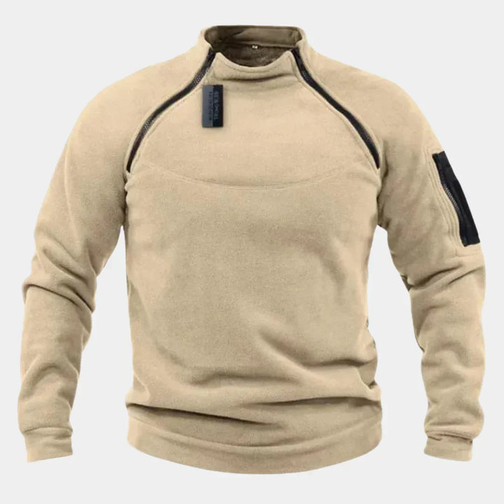 Męski sweter w odcieniu khaki z długim rękawem