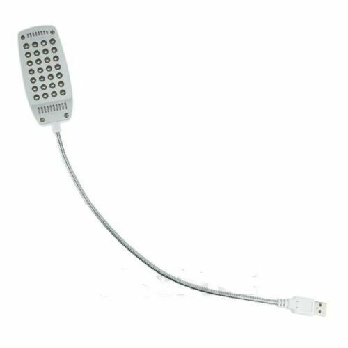 Biała lampka USB do laptopa w pełni rozciągnięta na jasnym tle