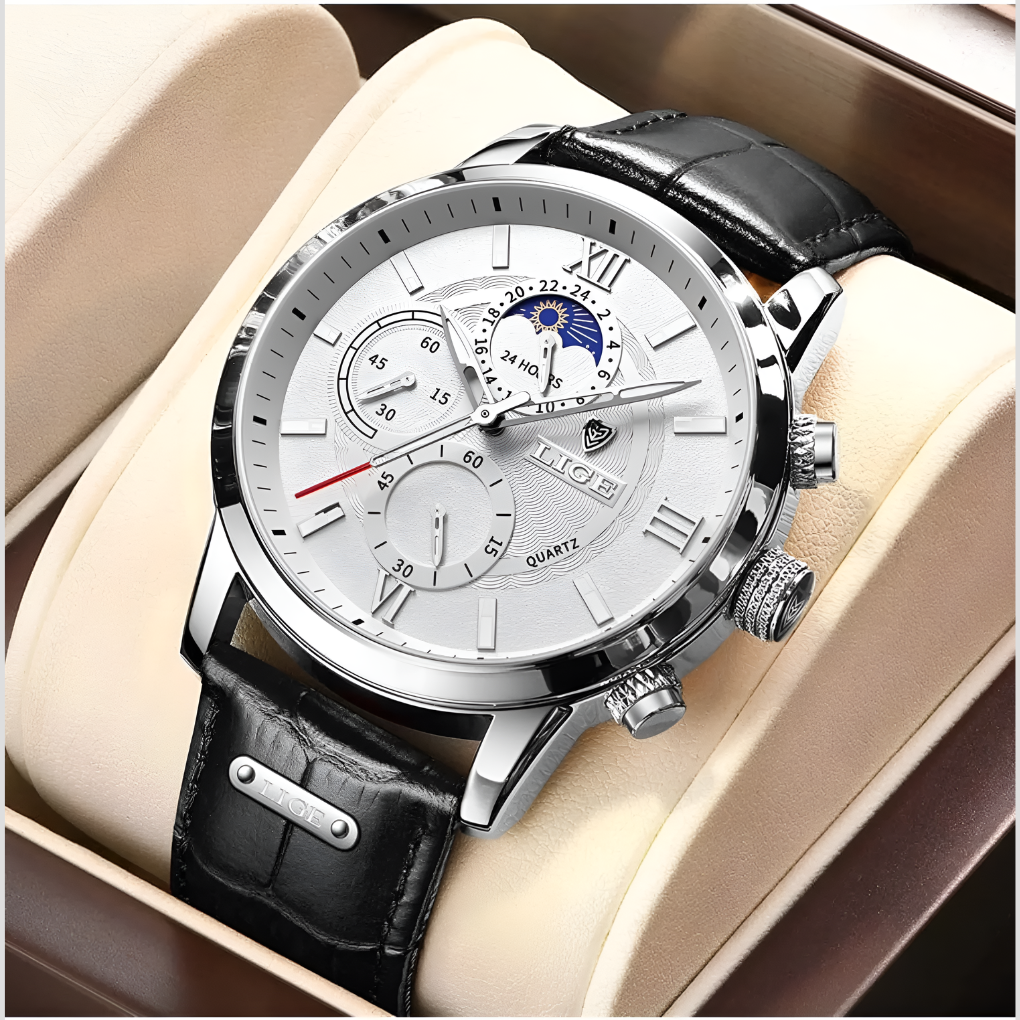 Męski zegarek klasyczny 42 mm w jasnej wersji kolorystycznej z widoczną tarczą