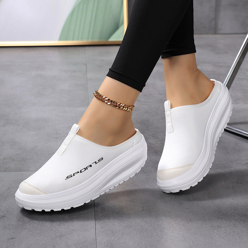 Wygodne damskie clogi sportowe w odcieniu beżu, wsuwane buty codzienne