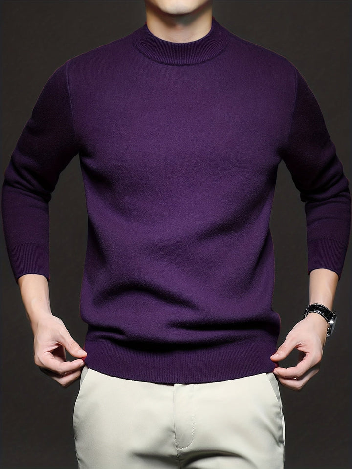 Elegancki sweter męski w stylizacji biurowej, widok z profilu