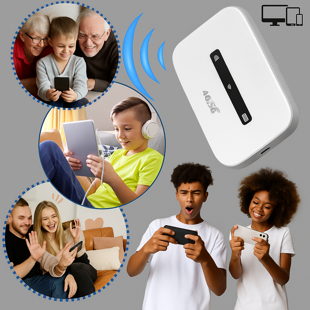 Przenośny router wi-fi 4G/5G pokazany od tyłu z widocznymi portami