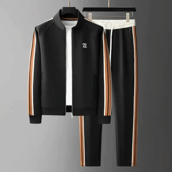 Czarny męski dres sportowy z eleganckim zamkiem