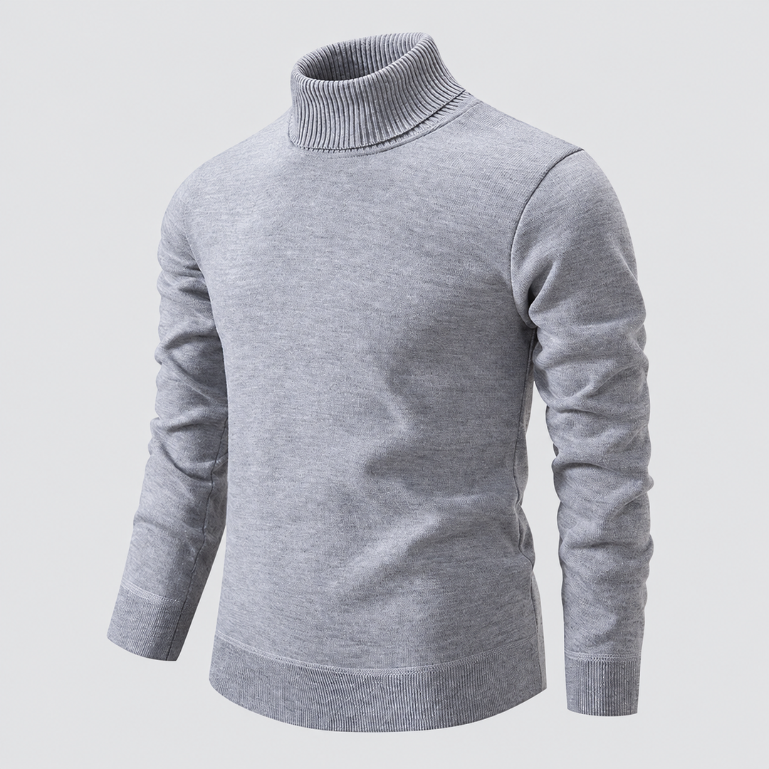 Stylowy zimowy sweter męski z wywijanym kołnierzem