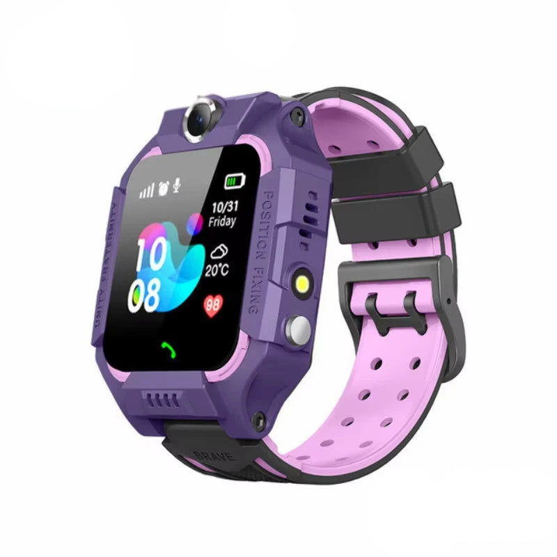 Fioletowy smartwatch GPS dla dzieci z silikonowym paskiem