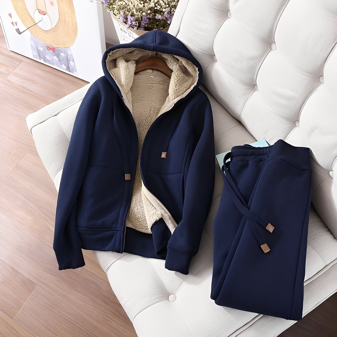 Wygodny dres damski z bluzą z kapturem, stylowy komplet sportowy casual