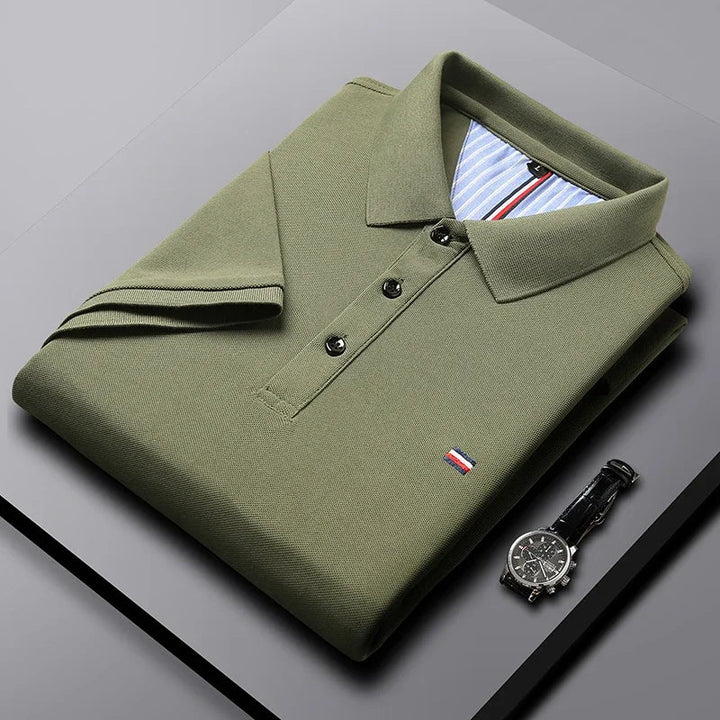 Męska koszulka polo czarna z haftem, odzież męska casual
