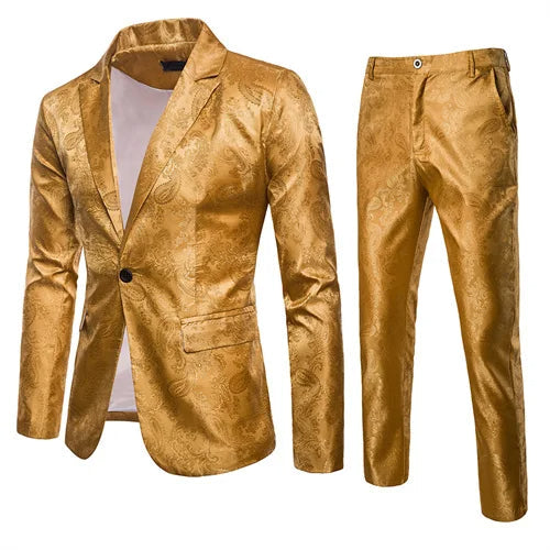 Męski garnitur dwuczęściowy slim fit w całości, elegancki zestaw na wesele i uroczystości