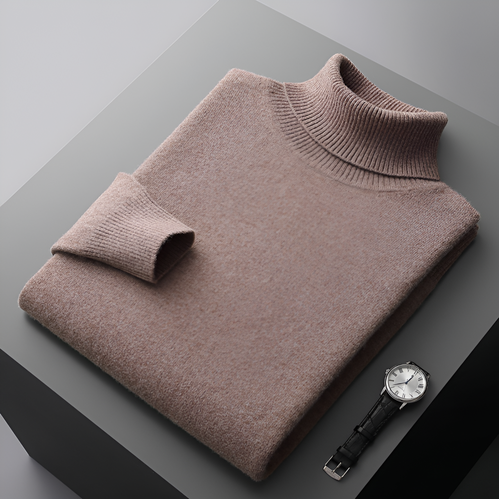 Elegancki sweter męski z ciepłej dzianiny, tył