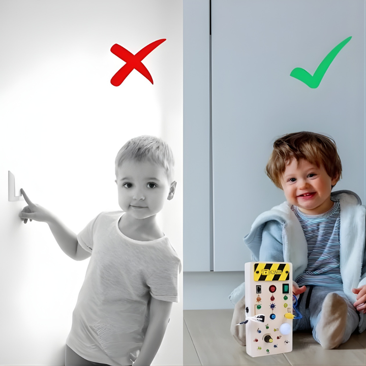 Drewniana zabawka edukacyjna Montessori z panelami LED dla dzieci