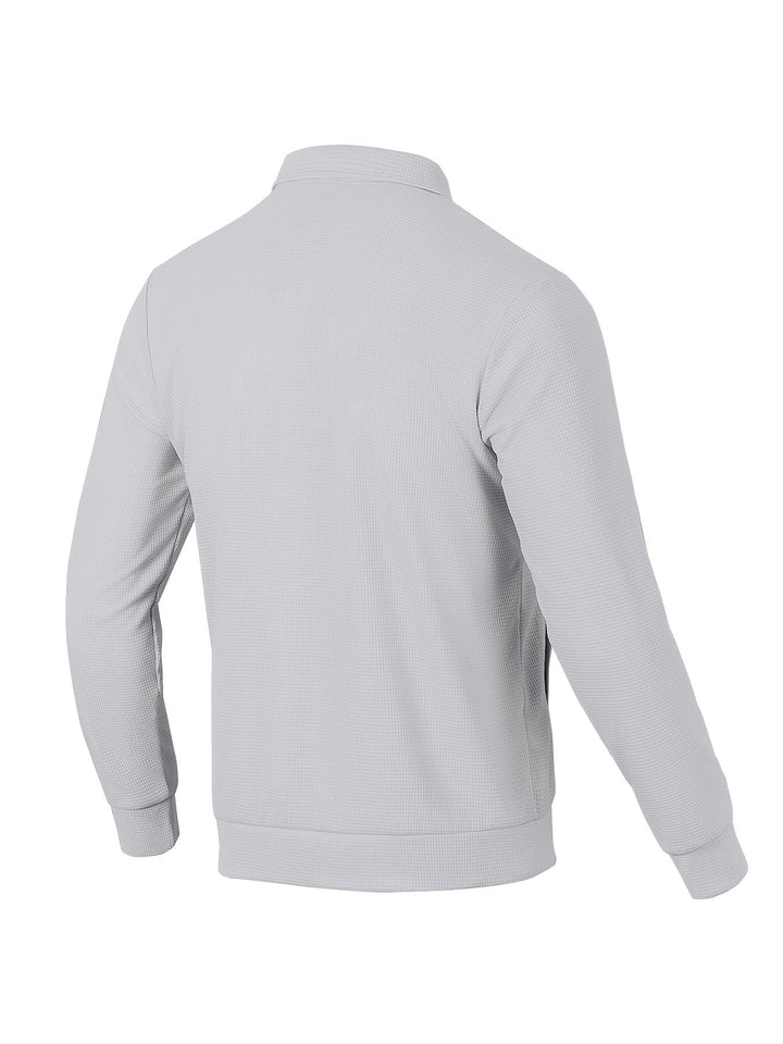 Widok z tyłu na męską szarą koszulę overshirt