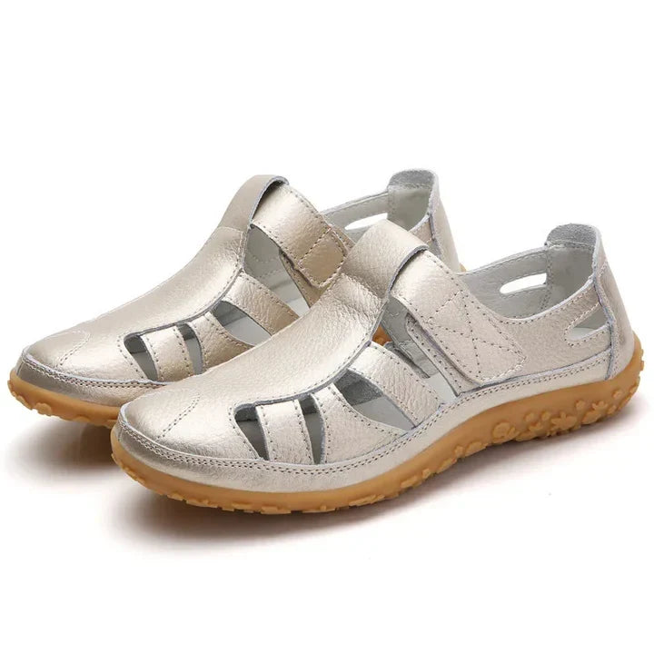 Wygodne buty zdrowotne na letnie dni, prezentacja na stopie modelu
