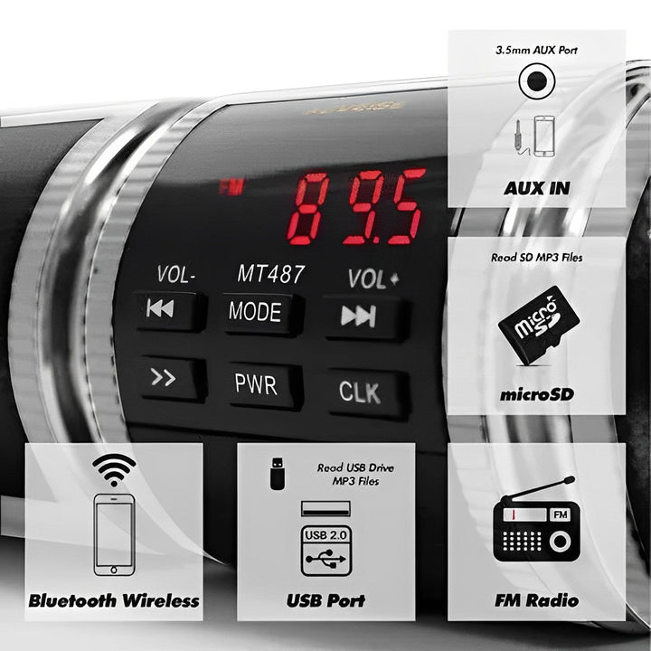 Wodoszczelne głośniki motocyklowe Bluetooth zamontowane na kierownicy jednośladu