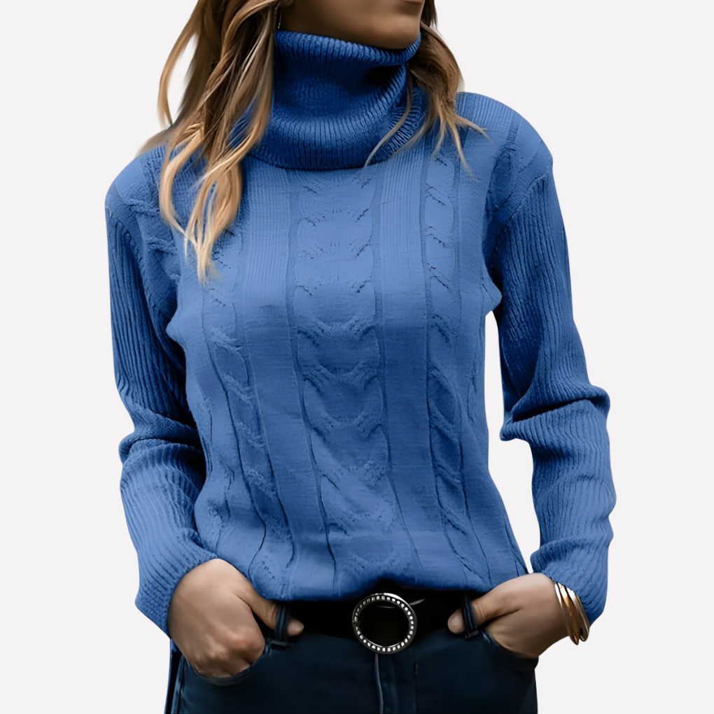 Wygodny casualowy sweter damski z miękkiej dzianiny, widok z tyłu.