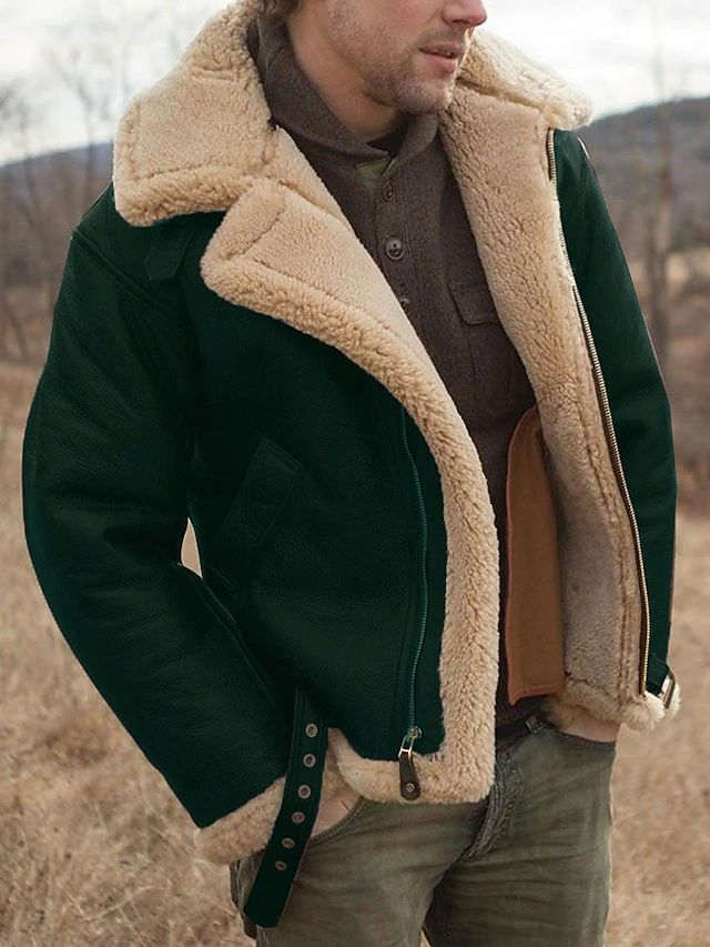Męska zimowa kurtka aviator w stylu vintage, widok z tyłu